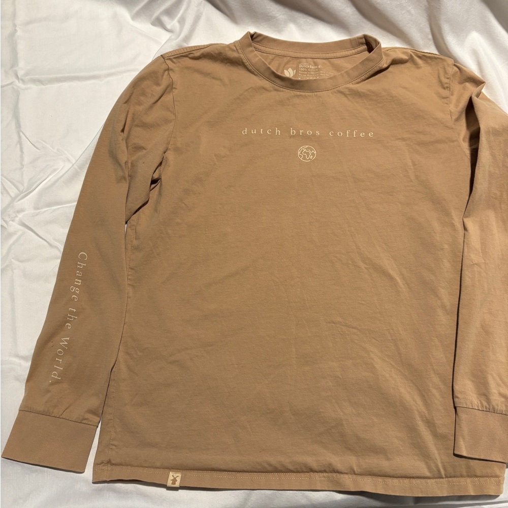 Dutch Bros Tan & Cream Change the World Long Sleeve Shirt Size Medium